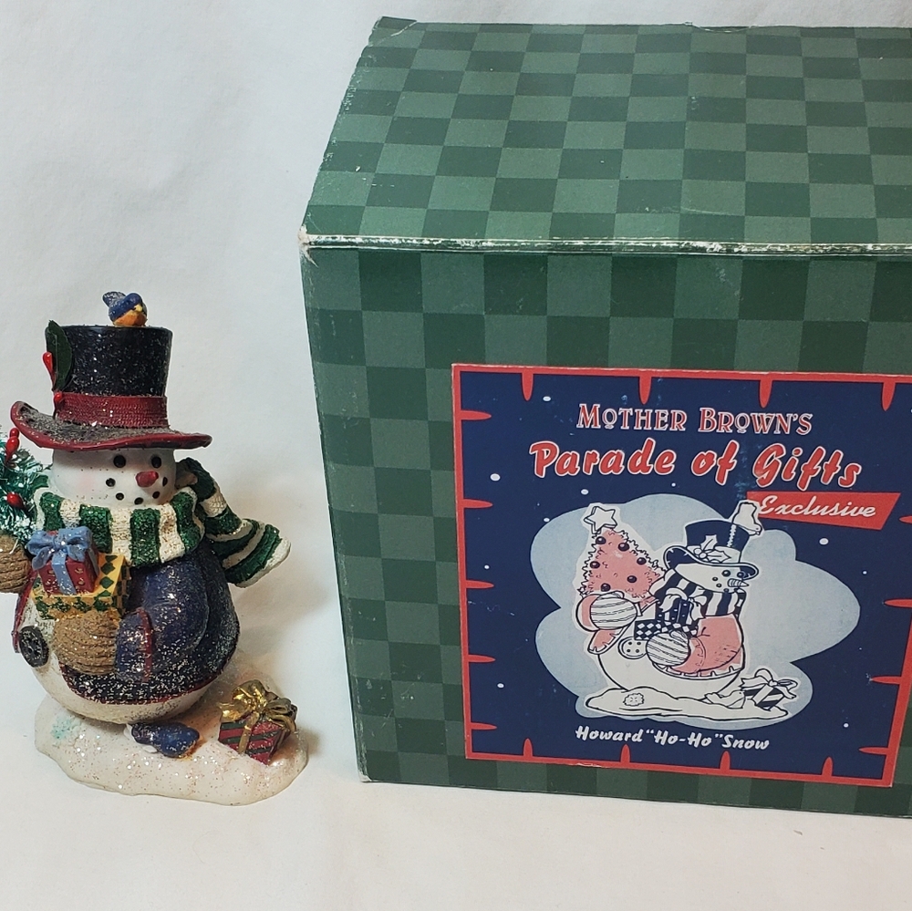 Howard "Ho-Ho" Snowman Vtg 1998 Mother Brown's Parade of Gifts Holiday Figurine